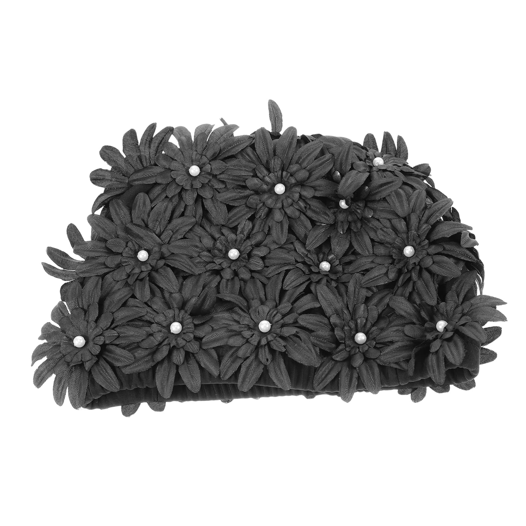 Bouchon De Baignade à Fleurs Imperméable pour Bonnet De Bain Cheveux Longs Bonnets De Bain Qui Gardent Les Cheveux Sec Bonnet De Bain Femme Capuchon Nageurs Floral Noir Brocart