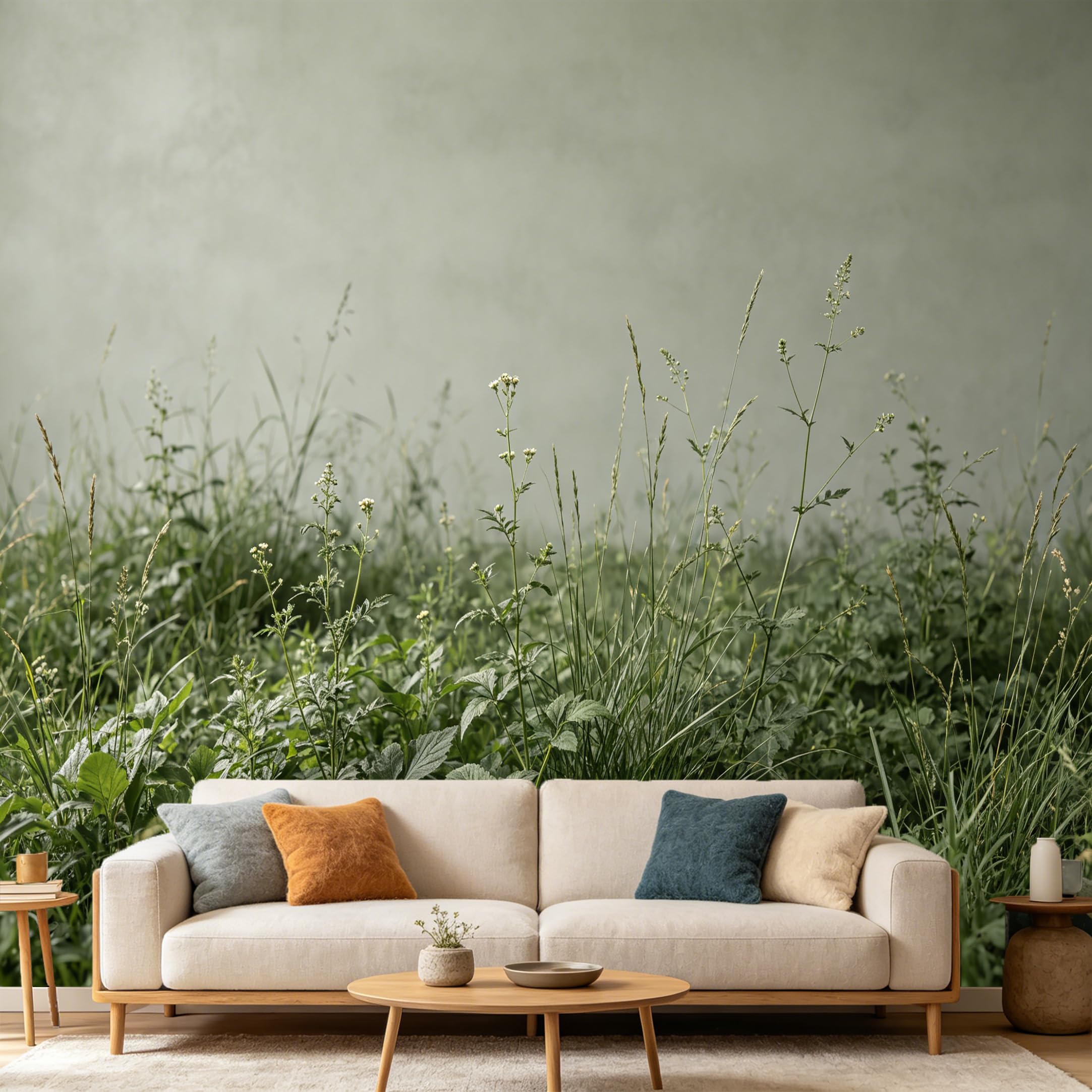 Custom Size Wall Mural Minimalist Wildflower Meadow Nature Botanical Aesthetic SelfAdhesive Art Prints wall Fabric（No PVC） Removable Wallpaper Home Bedroom Decor