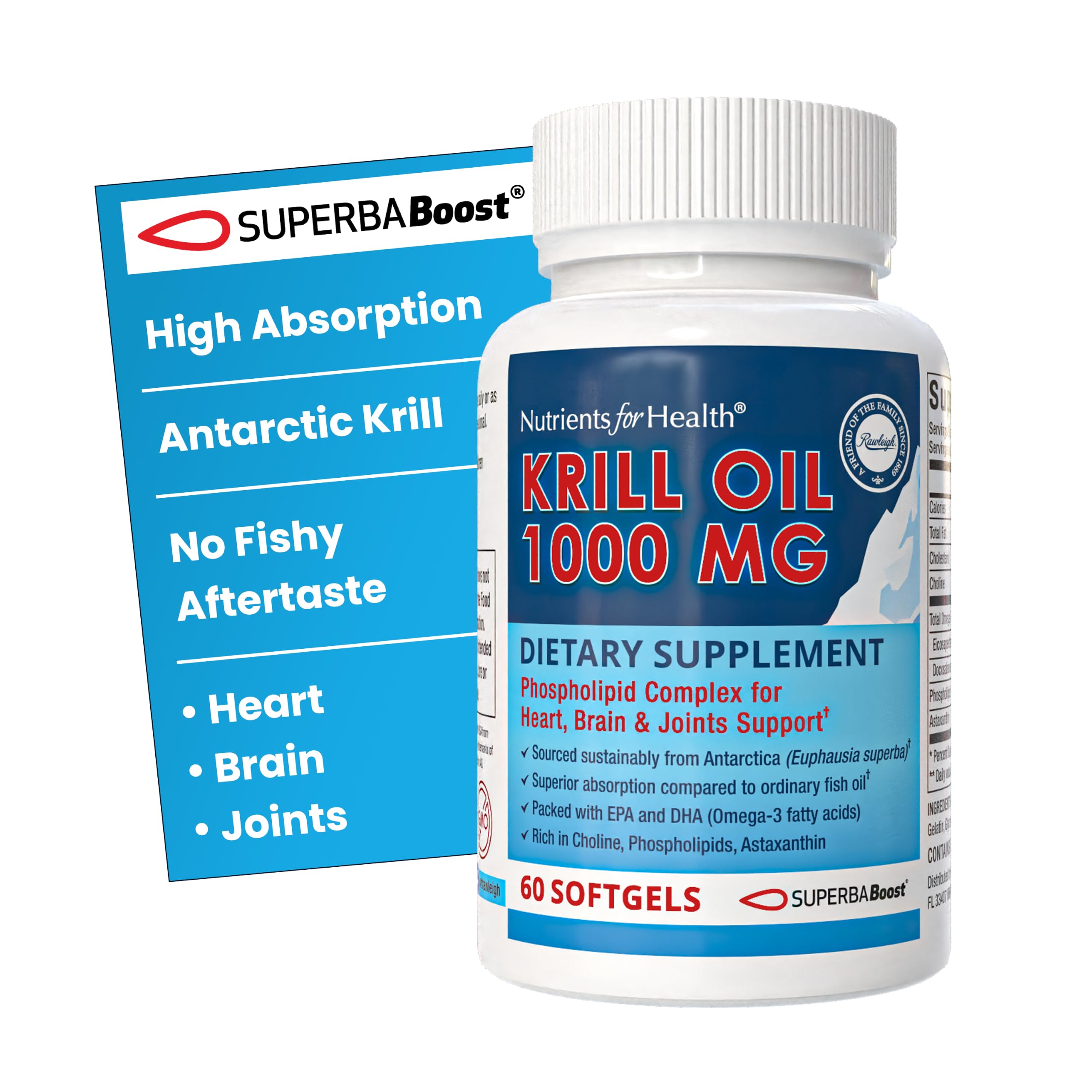 Rawleigh Superba Boost Antarctic Krill Oil 1000mg | No Fishy Aftertaste