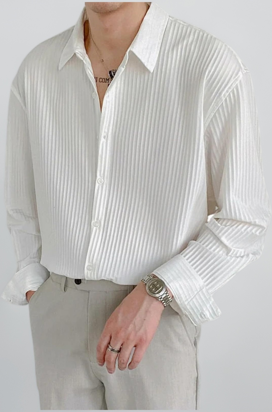 Men's Formal Button Down Shirt – Slim Fit Polycotton Shirt's for Men | Textured Full Sleeve| Business & Meeting Ready (Available in Plus Size and Combo Pack of 2)