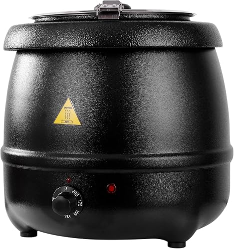 YBSVO Calentador redondo negro de 11 cuartos de galón para alimentos y sopa para encimera, 120 V, 400 W