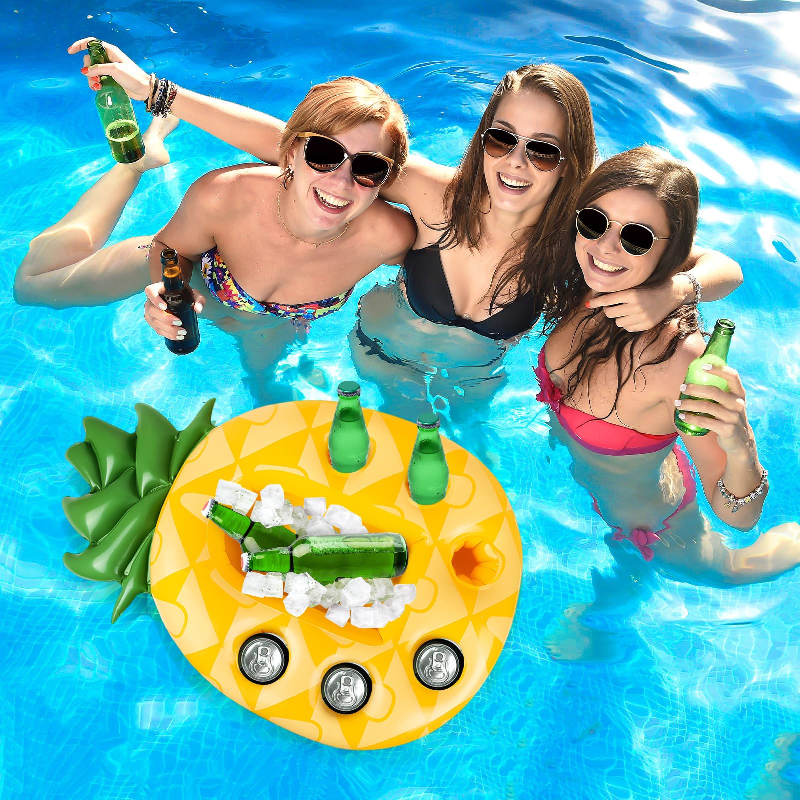 Dellyy Bandeja Flotante De Piña Para Piscina – Portabebidas Inflable, Antideslizante, De Gran Capacidad, Ideal Para Piscina, Playa Y Bañera