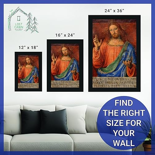 Miniatura 6 de Bernardino Lost Cabin Blessing Christ  Imprimir marco plano negro  Reproducción de pinturas de obras de arte finas  Póster enmarcado para decoración