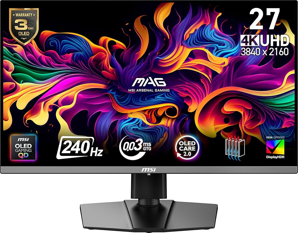 Amazon.com: MSI MAG 272UP QD-OLED X24 26.5-inch 3840 x 2160 (UHD