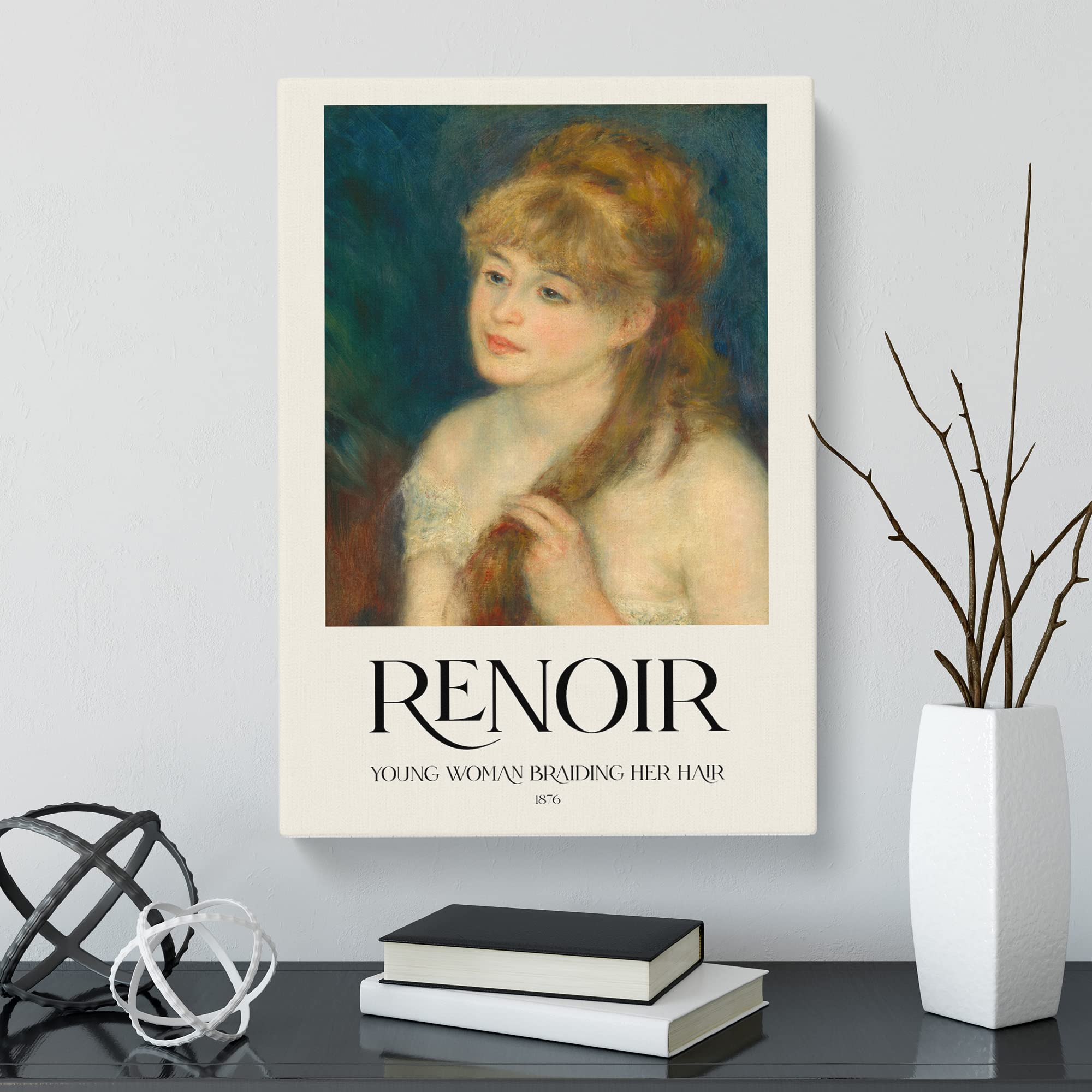 Woman Braiding Her Hair By Pierre Auguste Renoir Canvas Print, Mixed, 25L x 50W cm - Image 3