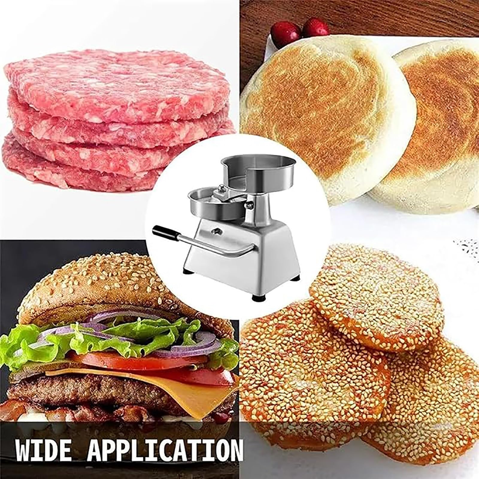Commercial Burger Patty Maker, Manual Cookie Presses, Hamburger Press with 500 Pcs Patty Papers, Burger Forming Machine for Restaurant Kitchens, Food Processing Places(10cm)