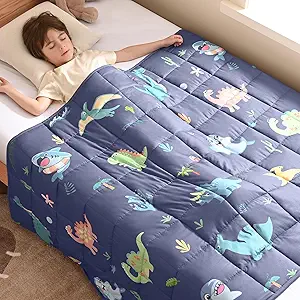 anfie Weighted Blanket Kids(36"x48" 3lbs) Weighted Blanket Cooling Blanket for Sleeping,Throw Size Breathable Blanket with Premium Glass Bead(Dinosaur Shark)