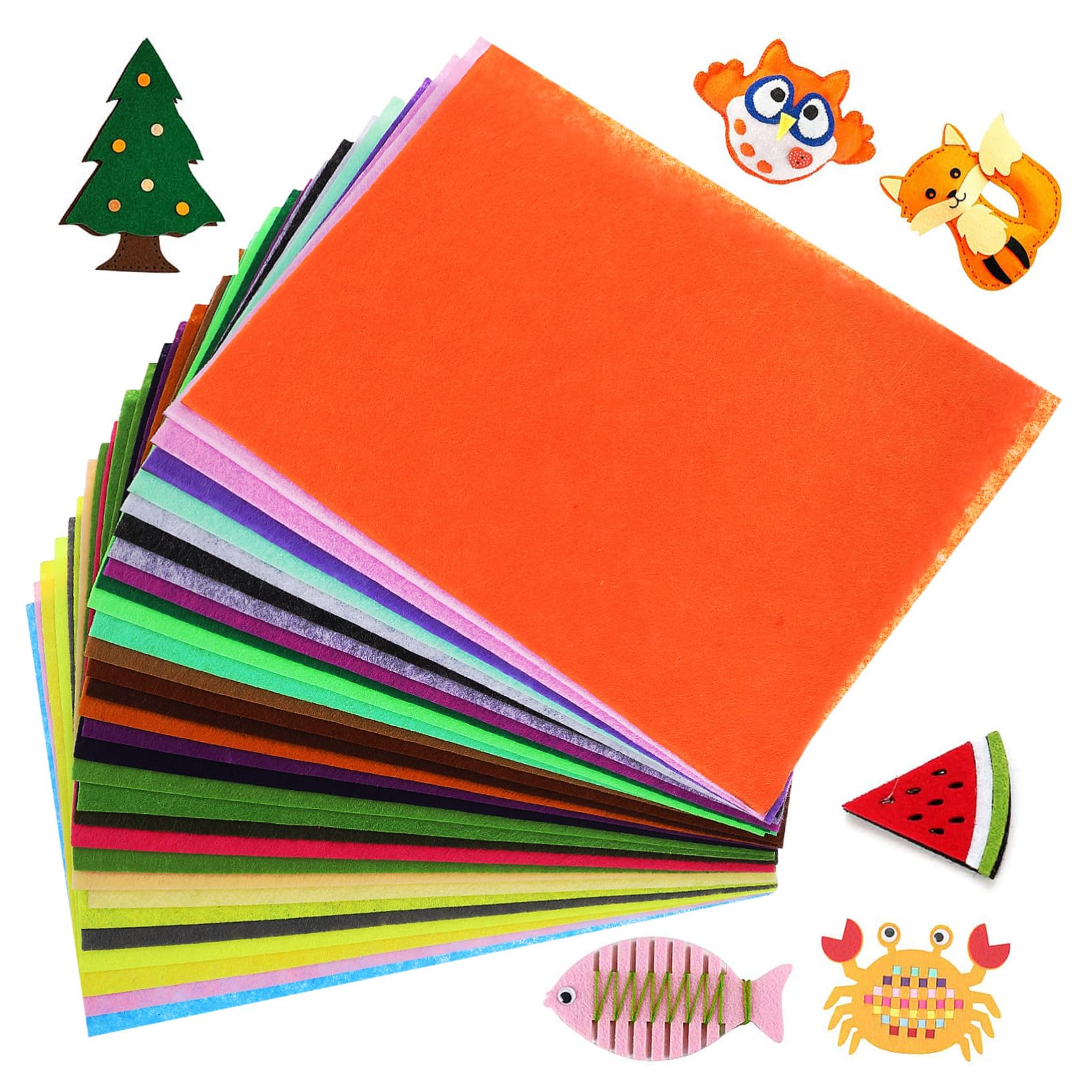 Fieltro Fino de Colores Surtidos, 60 Hojas para Costura y Patchwork