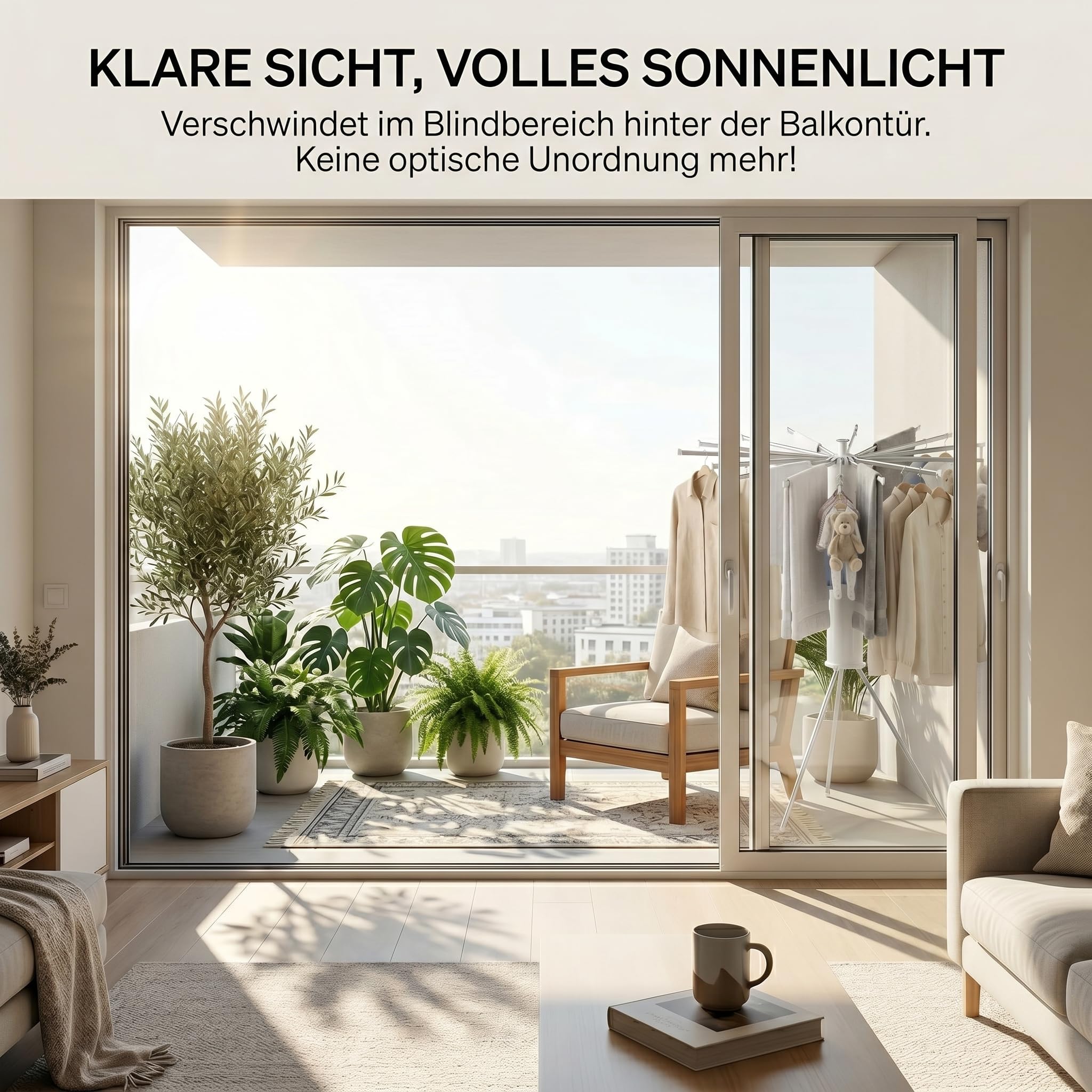 Wäscheständer Ausziehbar Platzsparend Klappbar - 360° Drehbarer Standtrockner für Balkon Badewanne Camping, 16 Armen Wäschespinne Hoch, Kleiner Kleiderständer Wäschetrockner