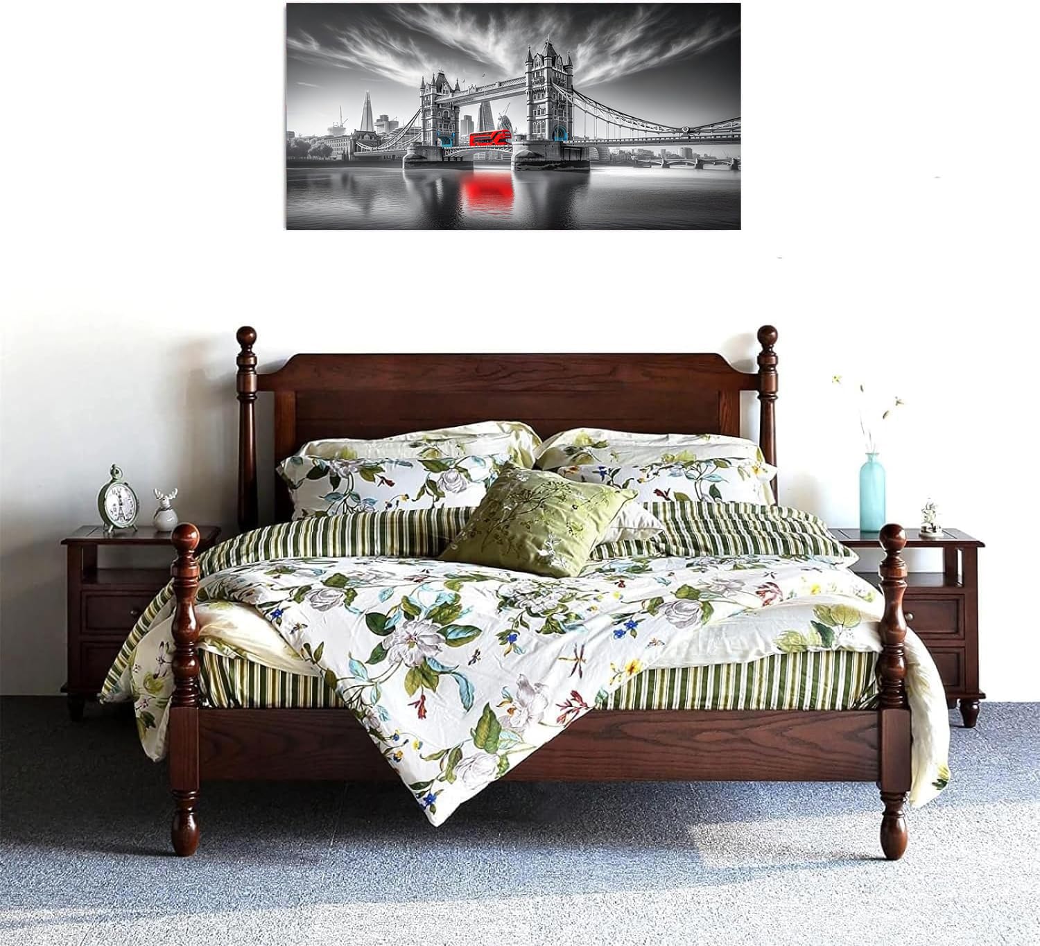 Diamond Painting Diamant Malerei Kits Home Dekoration Geschenk für Erwachsene Kinder 5D DIY Full Drill Set Malen nach Zahlen Strass Stickerei Roter Bus der Tower Bridge,Quadrat Bohrer,200X100cm