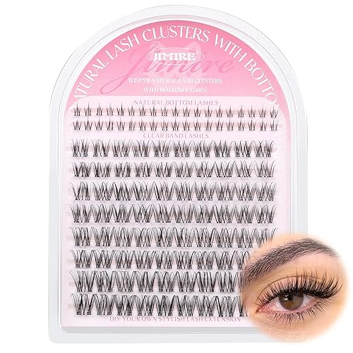 JIMIRE Venus racimos de pestañas con pestañas inferiores, aspecto natural, finas, de 0.394 a 0.630 pulgadas, extensiones de pestañas rizadas en D,