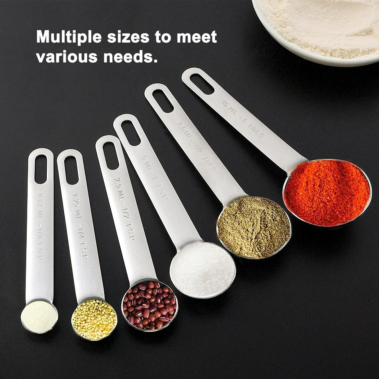 Set 6 Cucchiai Dosatori Acciaio Inox - Misurini Da 1/8 A 1 Cucchiaio | Per Cucina E Cottura - Foto 6