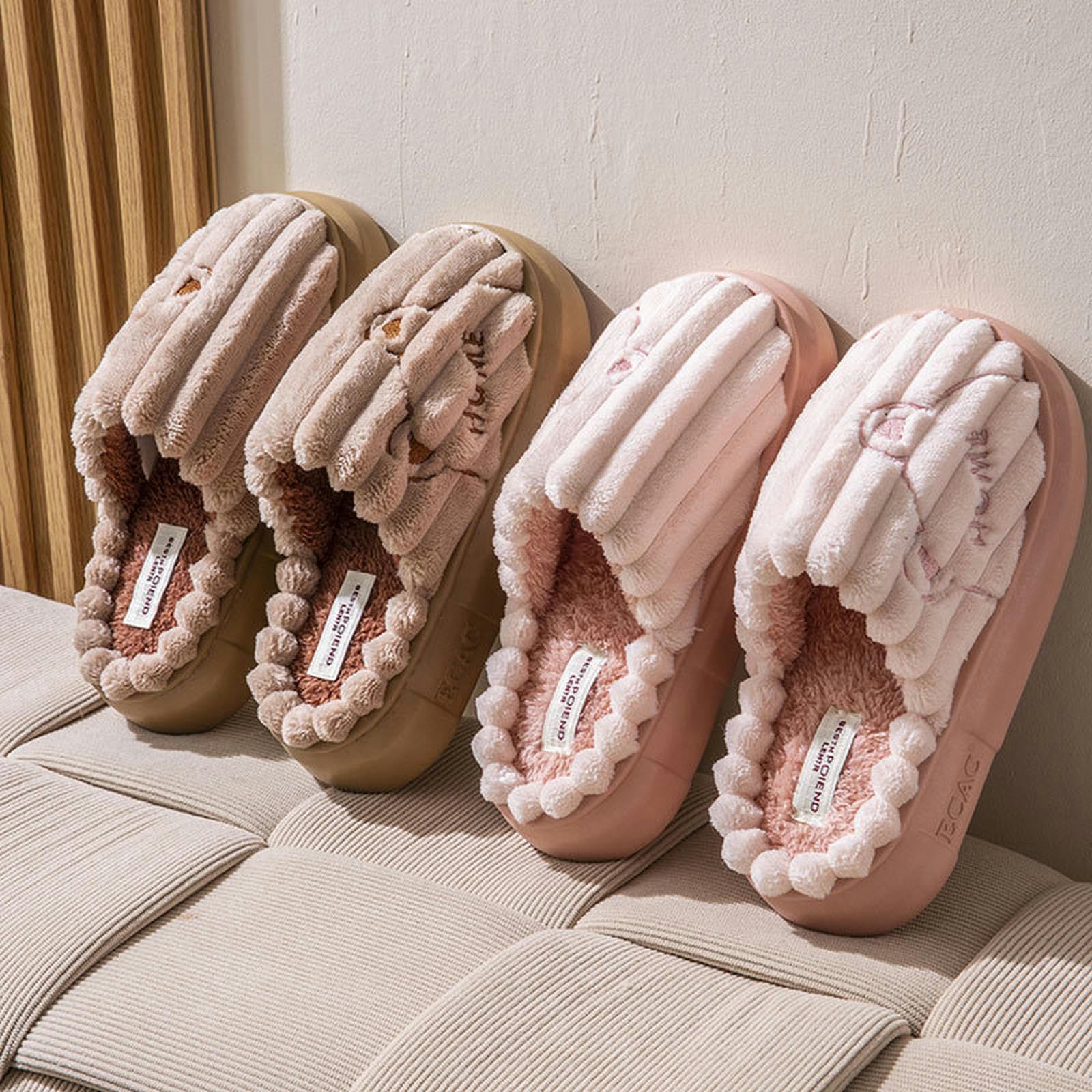Pantuflas cálidas de dinosaurio para casa, con forro de invierno, para interiores, color rosa, 38-39
