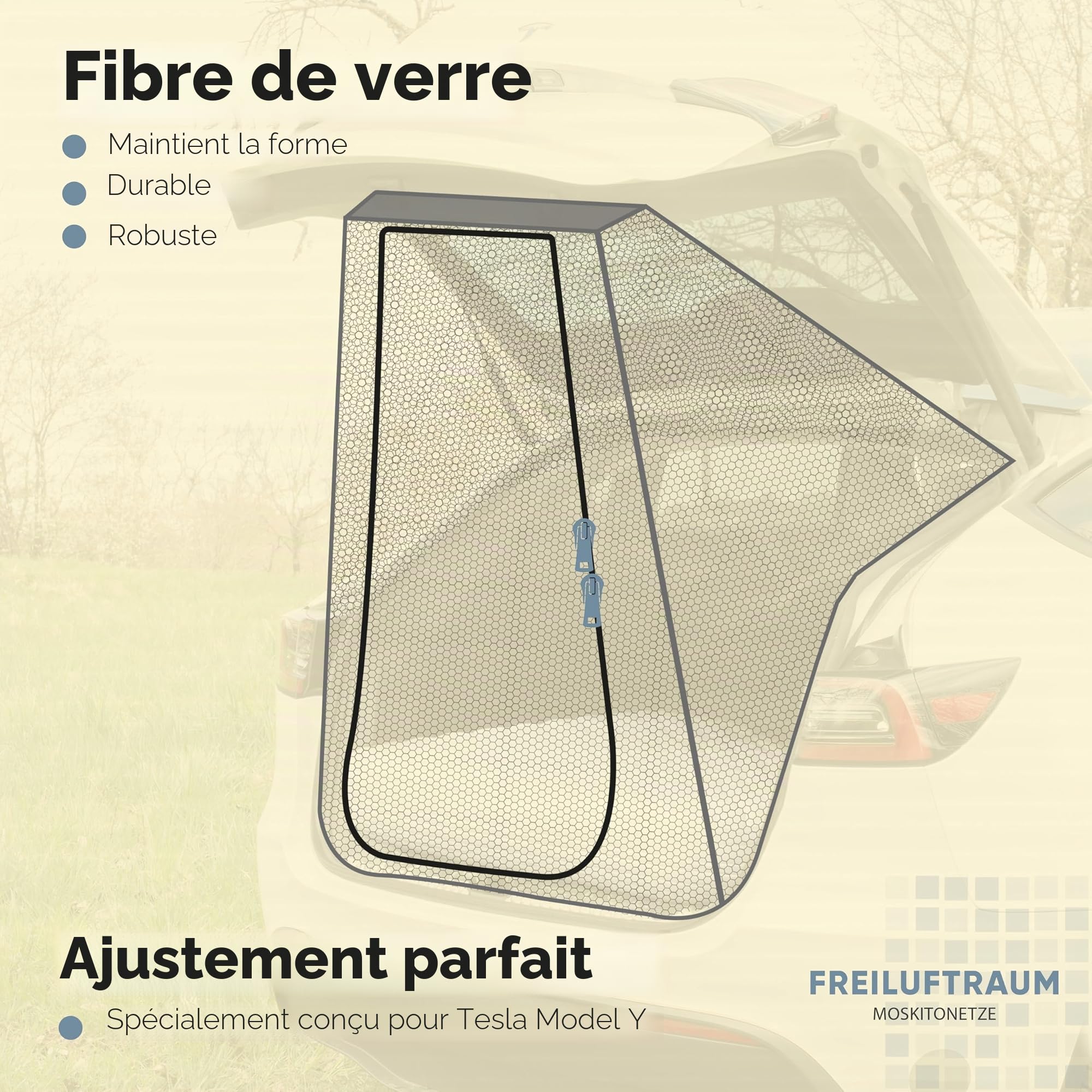 Moustiquaire Coffre pour Tesla Model Y – Filet Anti-Insectes pour Le Camping & Le Sommeil en Voiture – Montage Facile, Respirant – Accessoire Spécial Tesla Model Y