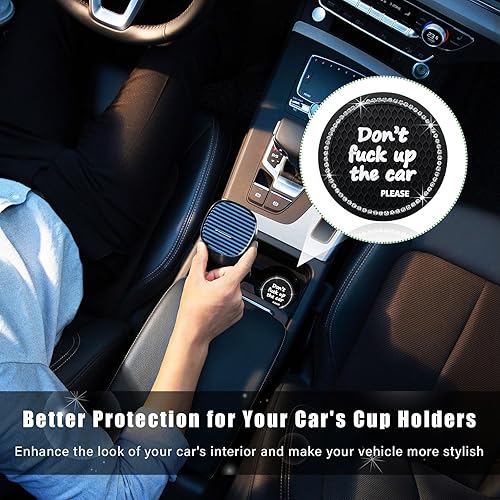 Miniatura 4 de Ziciner - 2 posavasos brillantes para auto, 2.75 pulgadas, antideslizante, inserción automática, tapete de cristal para mujeres y niñas, accesorio