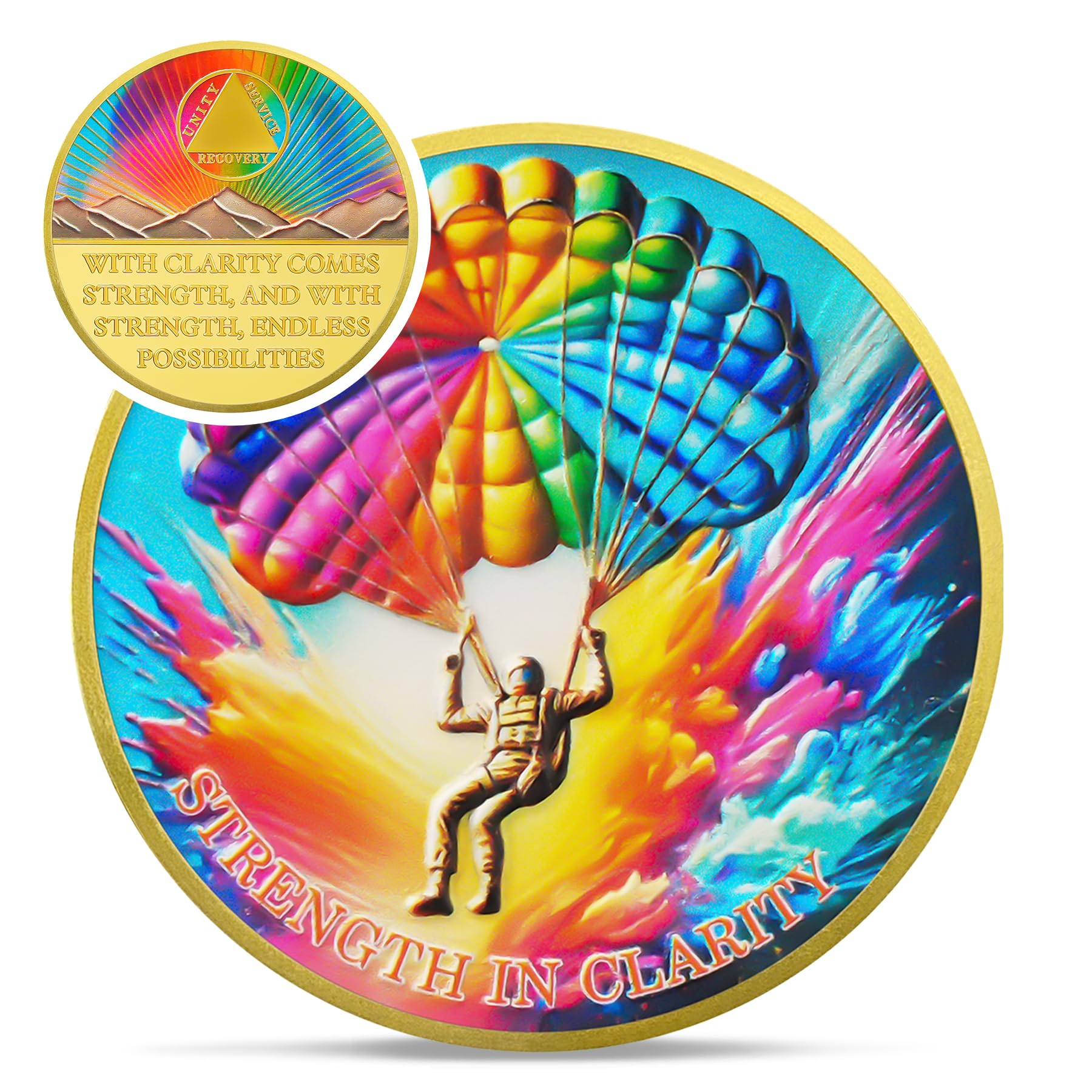 Breaking Limits Sobriety Coin - Affirmation Skydiving Sport AA Coins - Fear Chaser Addiction Recovery NA AA Chips and Medallions - Celebrate Sober