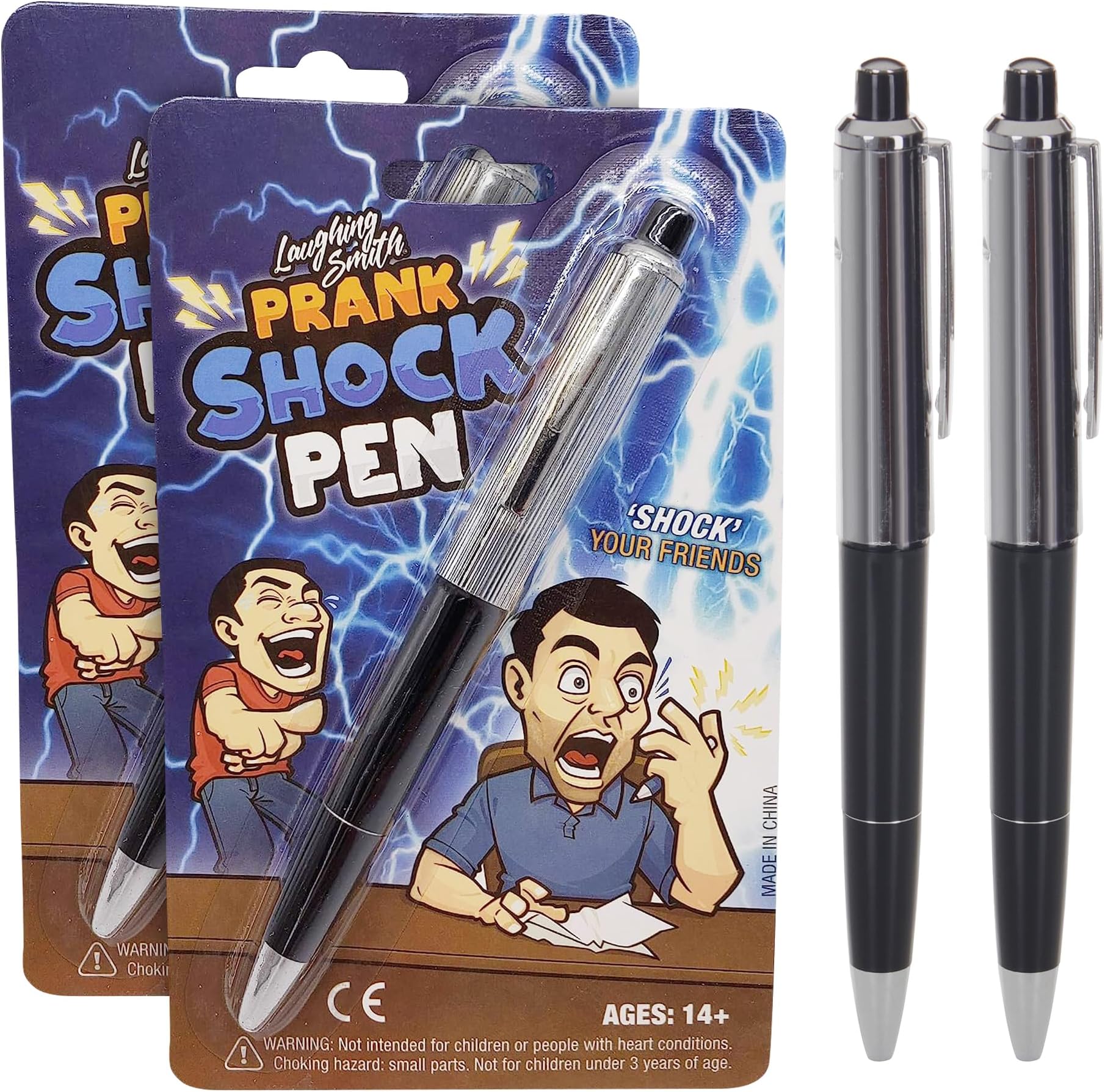 Laughing Smith Shock Pen - The Ultimate Electric Pen Prank - Practical Joke Toy - Hilarious Shock Pen Prank - Shockingly Fun Gag Gift for Friends and Family (2-Pack)