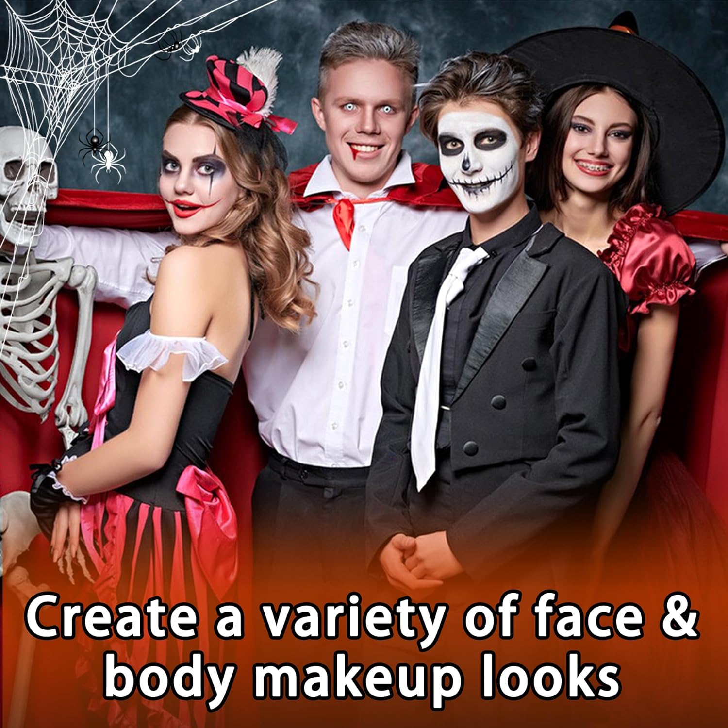 EBaokuup 3 Set Black White Red Face body Paint,3 Colors Clown Makeup Kit with Sponge and Brush,Joker Face Body Paint for Halloween Cosplay,Special Effect Makeup and Costume-Themed Party - Image 5