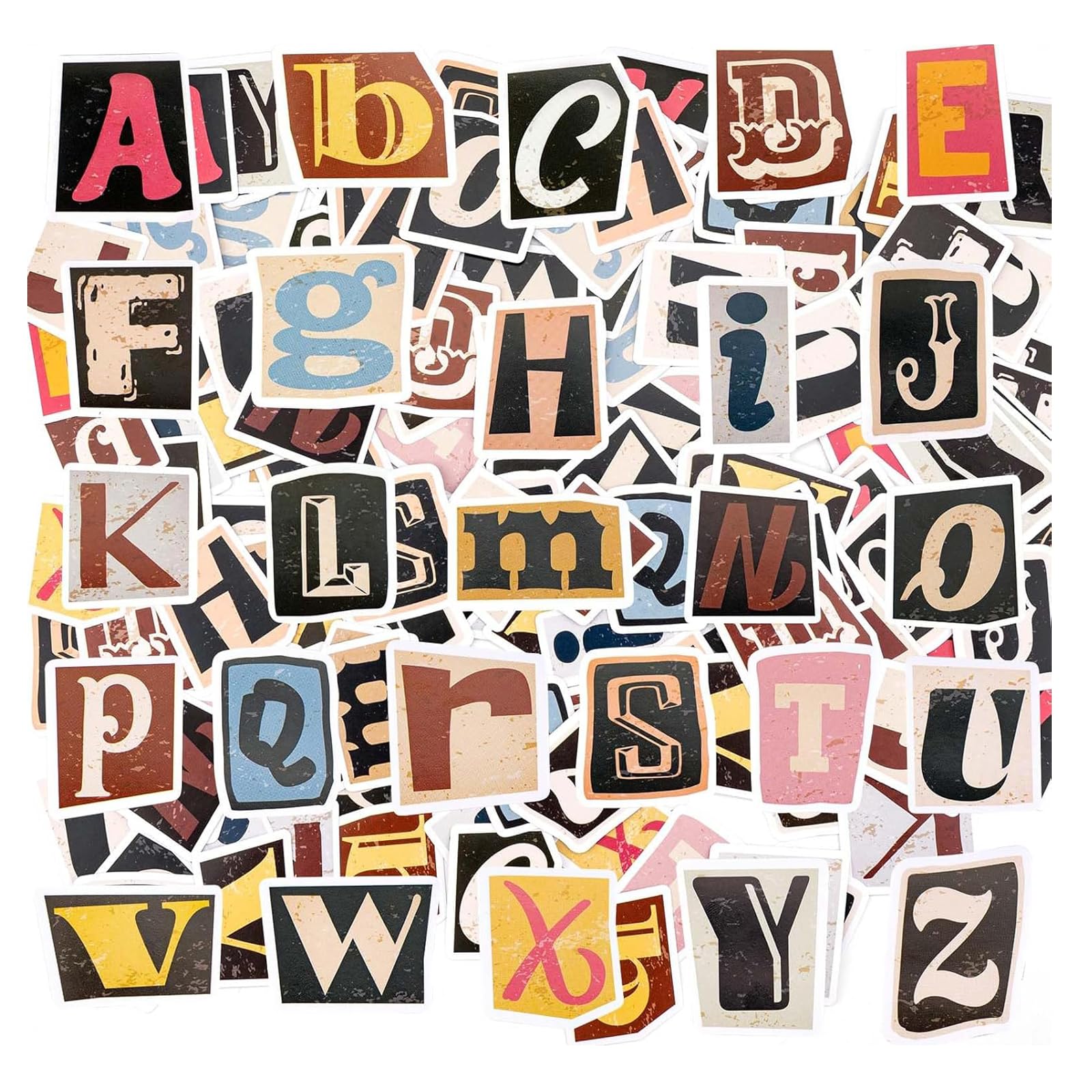 Shweehon Black 104 Pcs Vintage Letter Stickers, Self Adhesive Alphabet Letter Stickers For Scrapbooking, Scrap Book Stickers, Letters Stickers, For Diy Scrapbook, Sign, Mailboxes, Travel Case