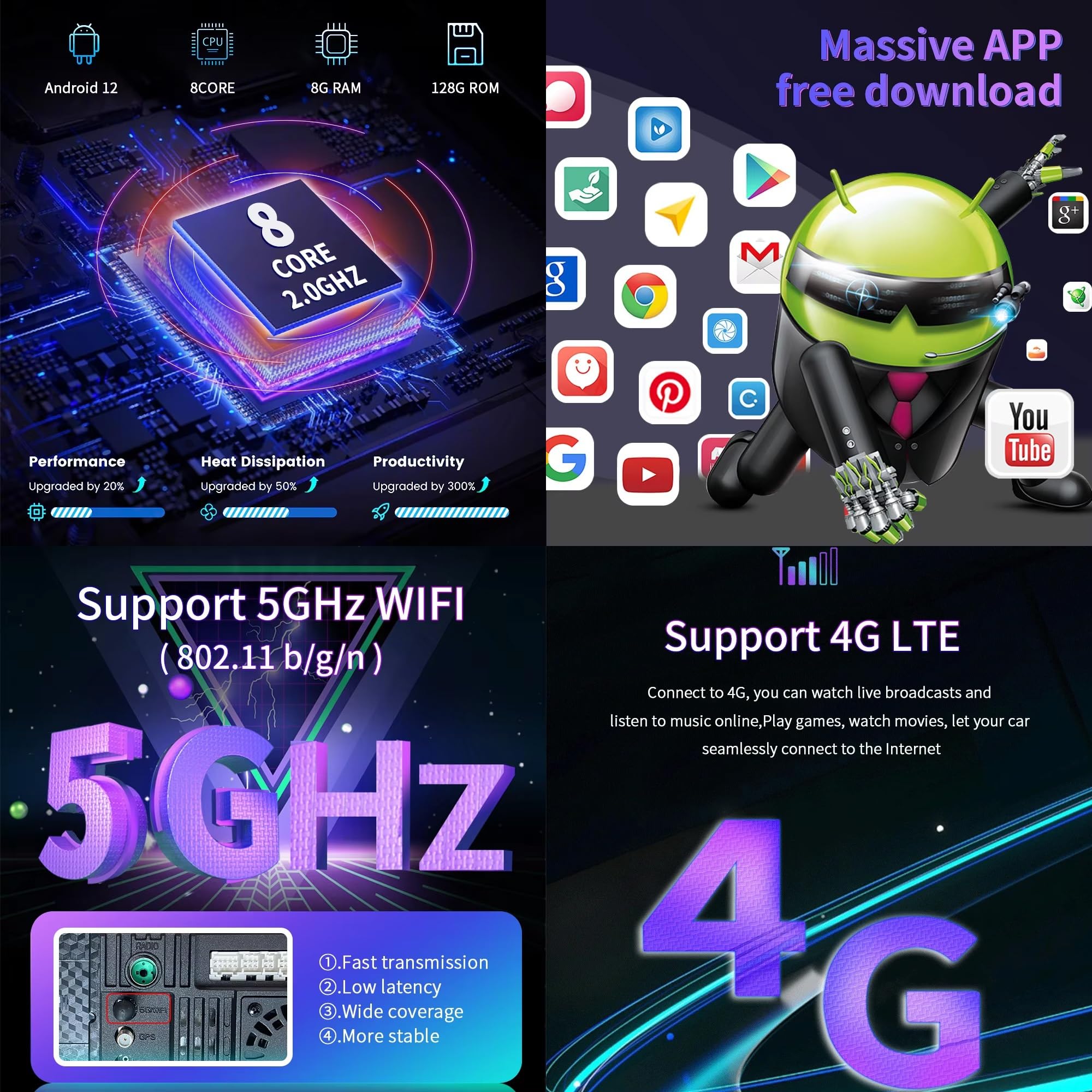 Autoradio da 9 pollici con Android 15 per FIAT 500 2016 2017 2018 2019,lettore multimediale per auto con GPS,comandi al volante,telecamera di retromarcia,Bluetooth,vivavoce,DVR,telecamera HD,schermo