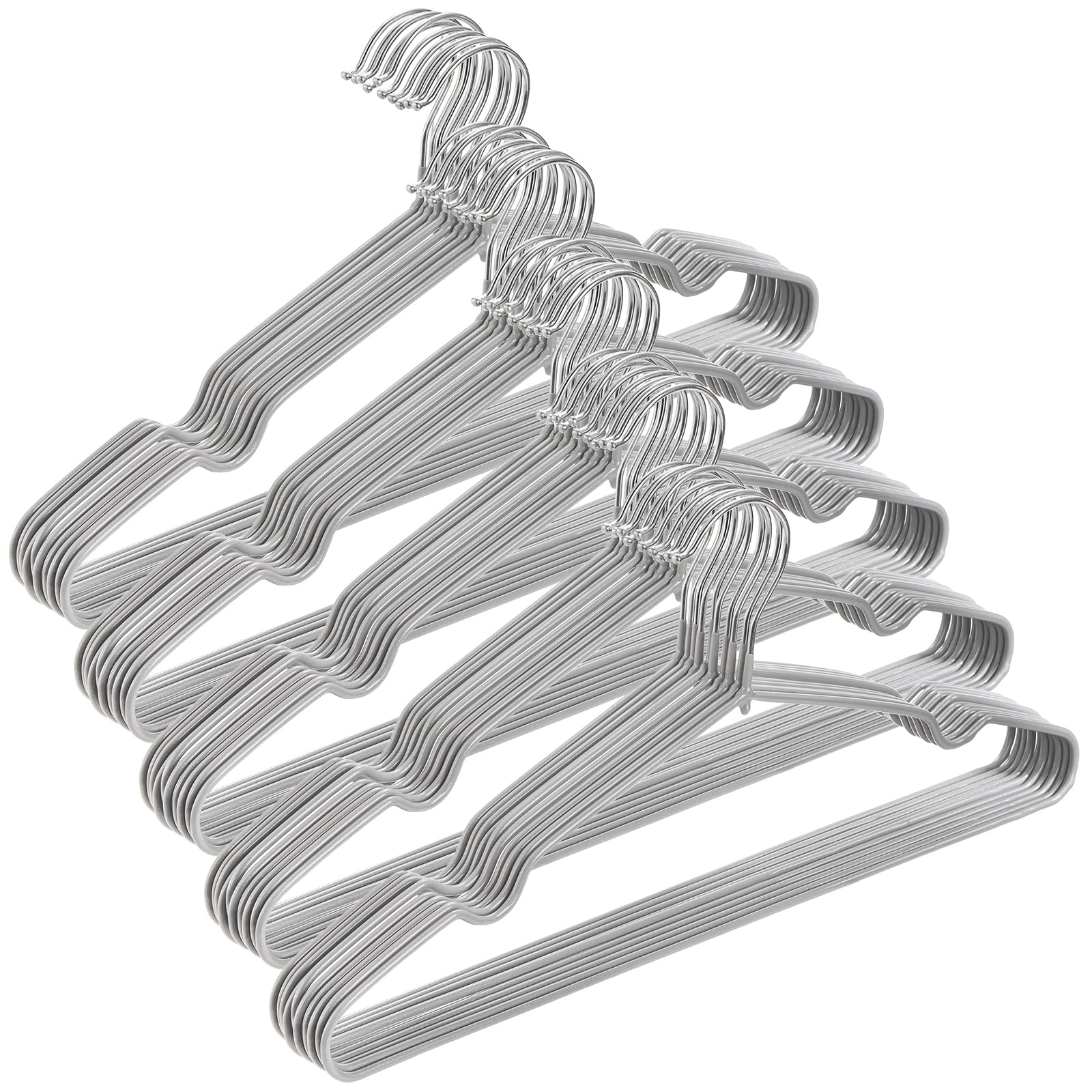 Tosnail 50 Pack 16-Inch Stainless Steel Wire Metal Hangers, Non-Slip Hanger, Space Saving Closet Clothes Organizer, Grey