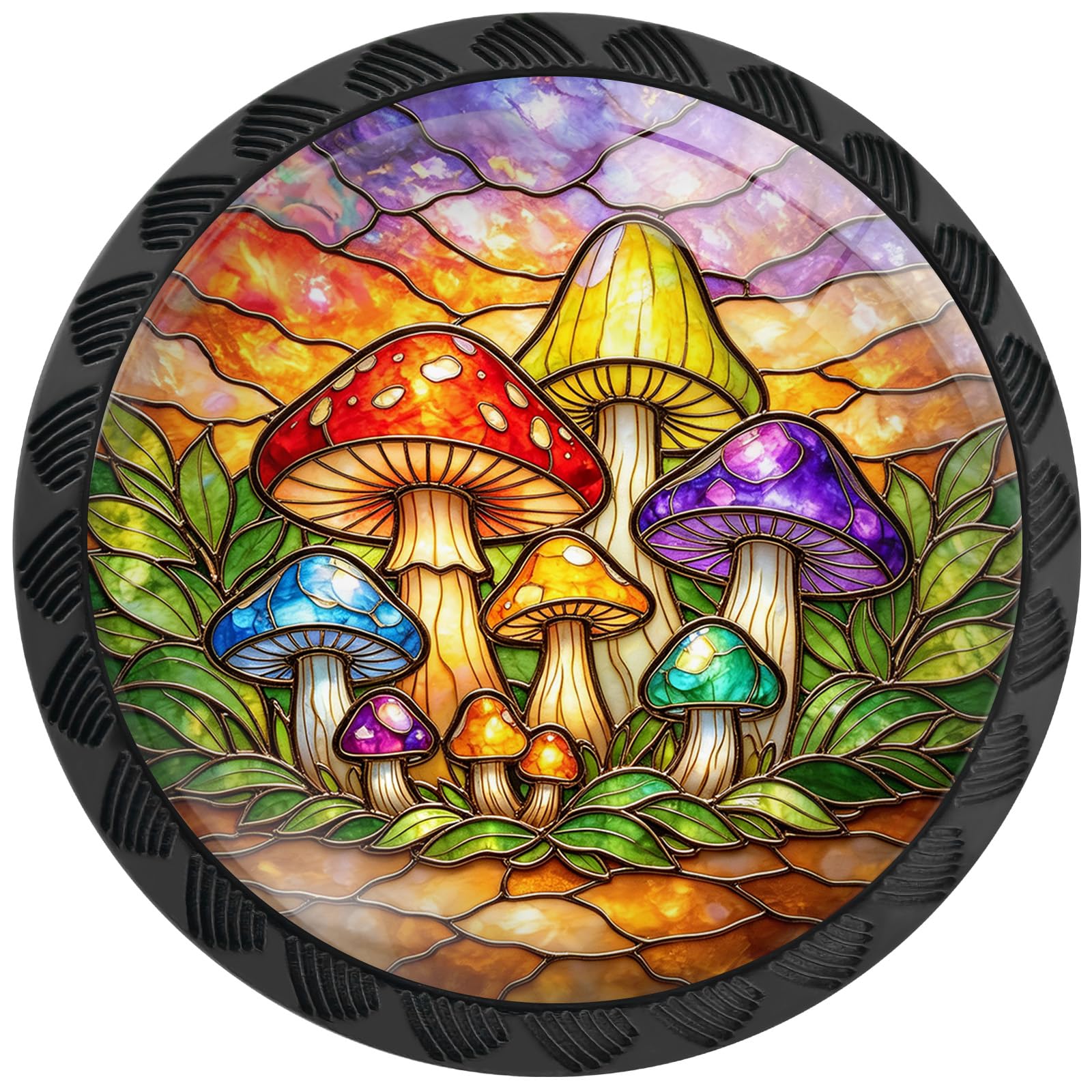 Artinhand 4 Pack Colorful Mushroom Cabinet Knobs for Kitchen Bathroom