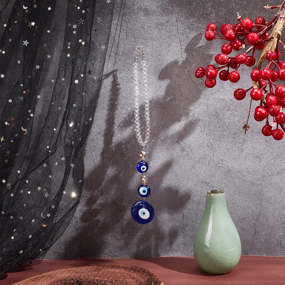 WEBEEDY Evil Eye Car Hanging Ornament,Turkish Blue Evil Eye Car Charm Beaded Decor Pendant for Protection, Cars Hanging Accessories for Rear View Mirror Balcony Window Back to School Decor - Image 4