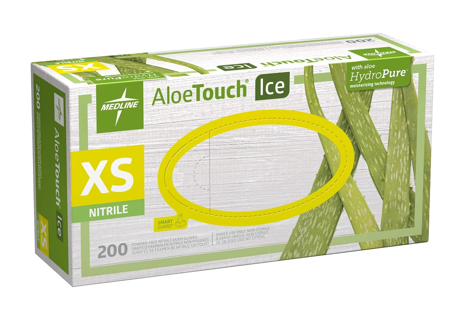 Medline Aloetouch Ice Nitrile Exam Gloves, PowderFree