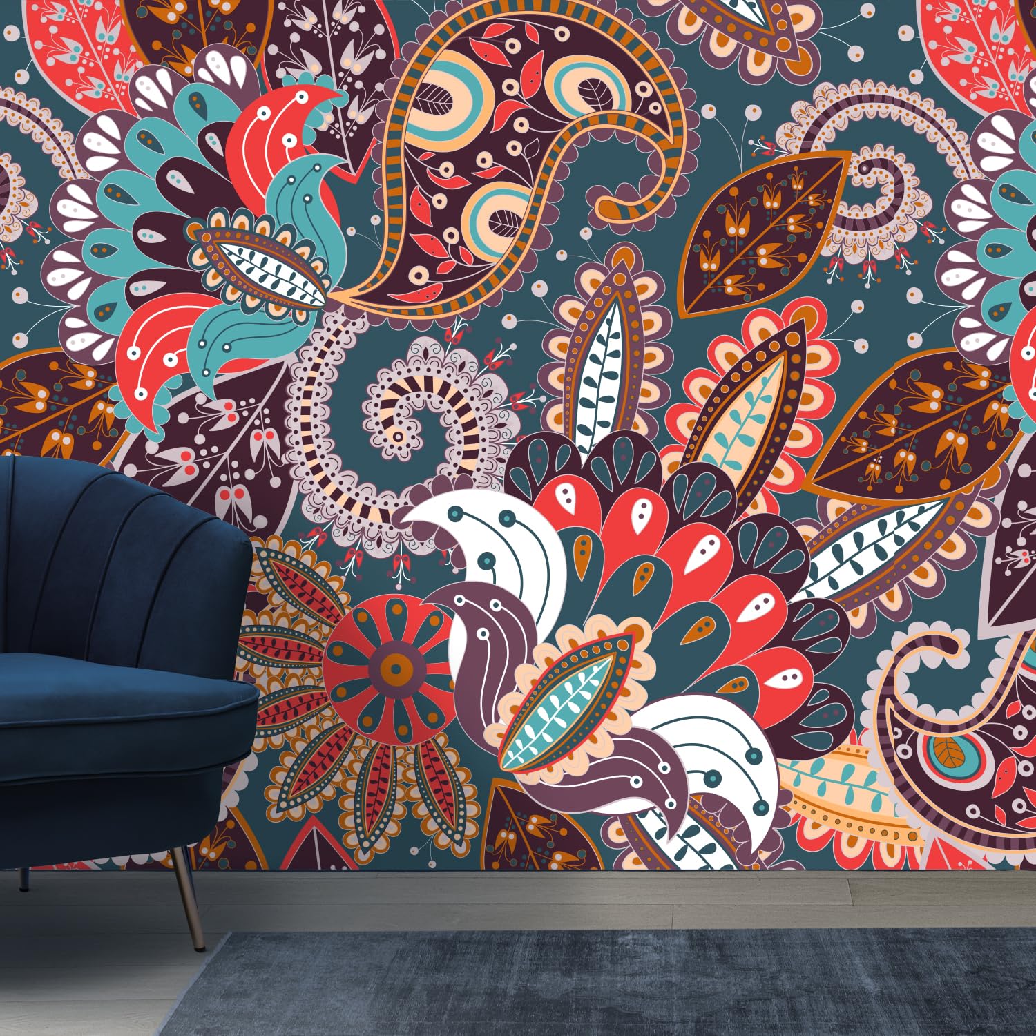 PAPER PLANE DESIGN Floral Pattern Exquisite Ethnic Wall Mural Wallpaper. Full Wall Coverage. (Ds25) (6 X 8 FEET, Non Woven Prime - Non Adhesive) (B0DGF75Y97) Amazon Price History, Amazon Price Tracker