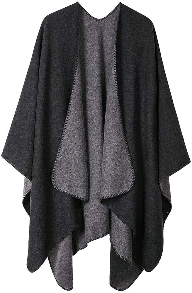 Poncho Donna Reversible Zetieny - Cardigan Lavorato A Maglia, Frontale Aperto, Caldo E Elegante - Foto 10