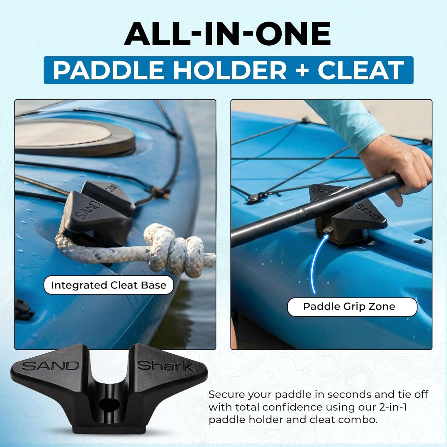 2-Pack Kayak Paddle Holder & Cleat Combo – Track-Mount Kayak Accessory for Fishing & Recreation – Weather-Resistant, Strong & Flexible Material – Fits Standard Kayak Track Systems