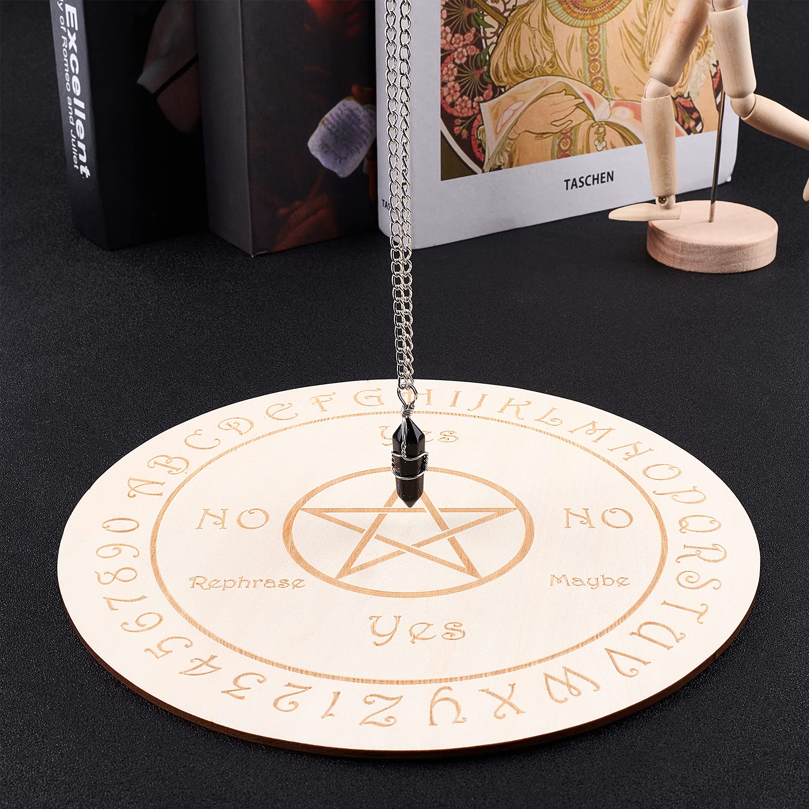GORGECRAFT – Pendule En Bois Avec Motifs Astrolabes – Planche De Divination, 20 Cm, écologique, Surface Lisse, Cadeau ésotérique
