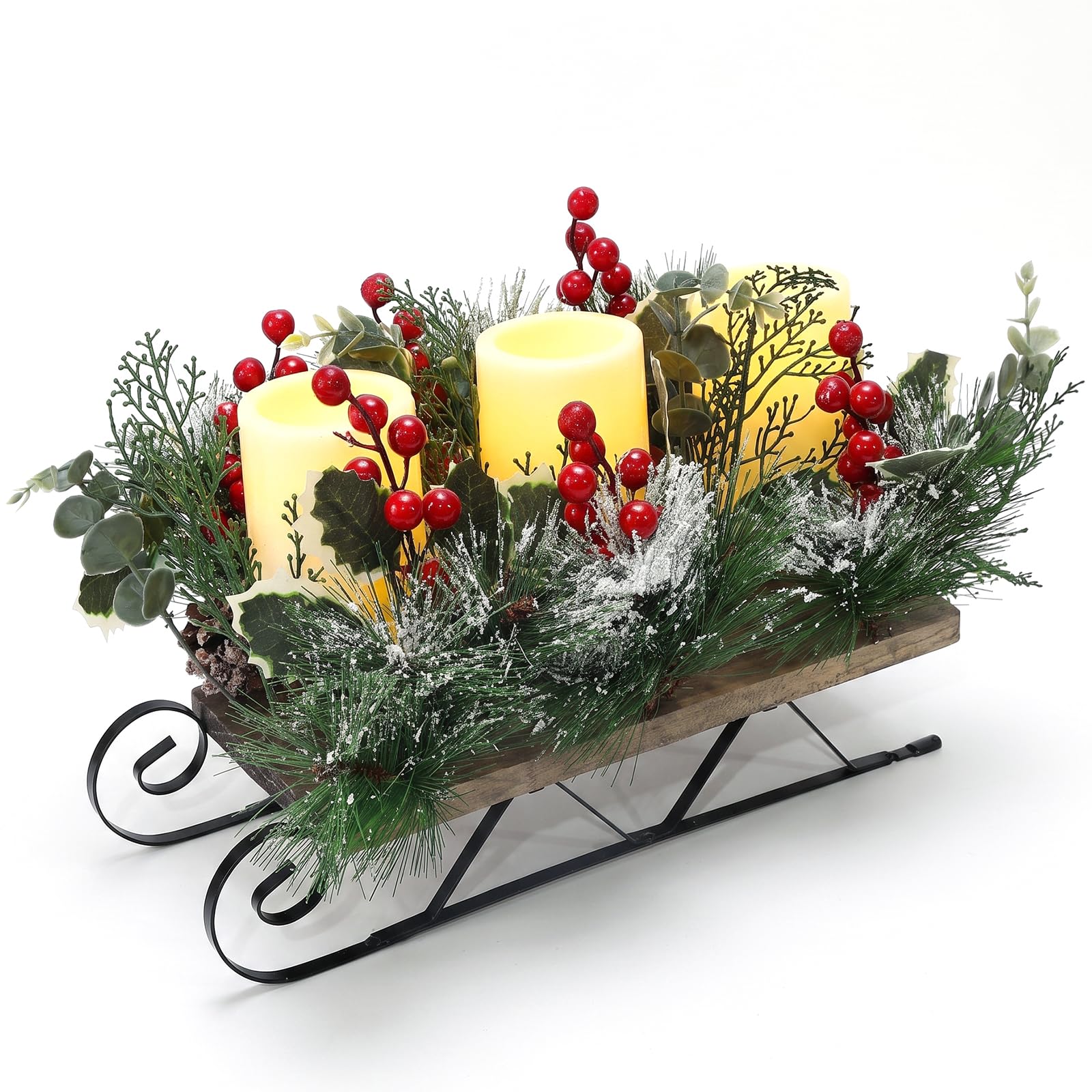 Ulinek LED Christmas Candle Centerpiece Table Decoration Artificial