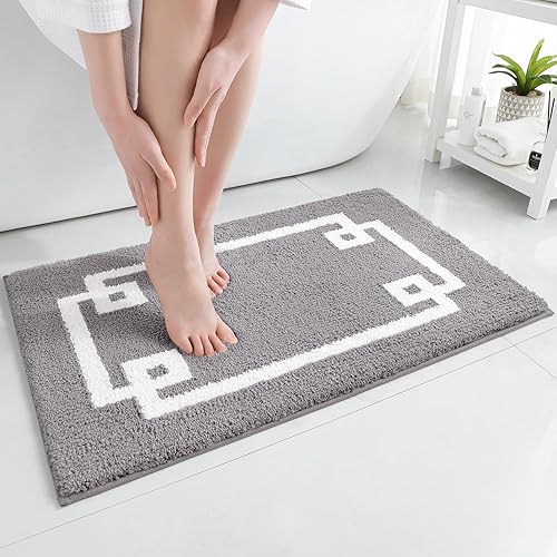 Miniatura 8 de HOMEIDEAS Alfombra de baño, suave y absorbente de agua, alfombra de microfibra de felpa esponjosa antideslizante para bañera y ducha (beige y