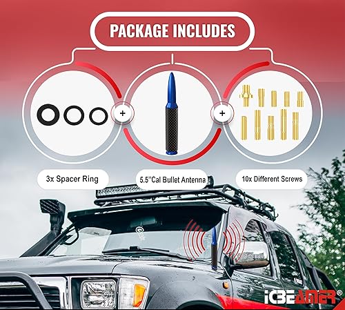 Miniatura 32 de ICBEAMER - Antena corta de radio de automóvil de 3 pulgadas, de fibra de carbono y aluminio, negro mate, ajuste universal, radio AM/FM, bobina