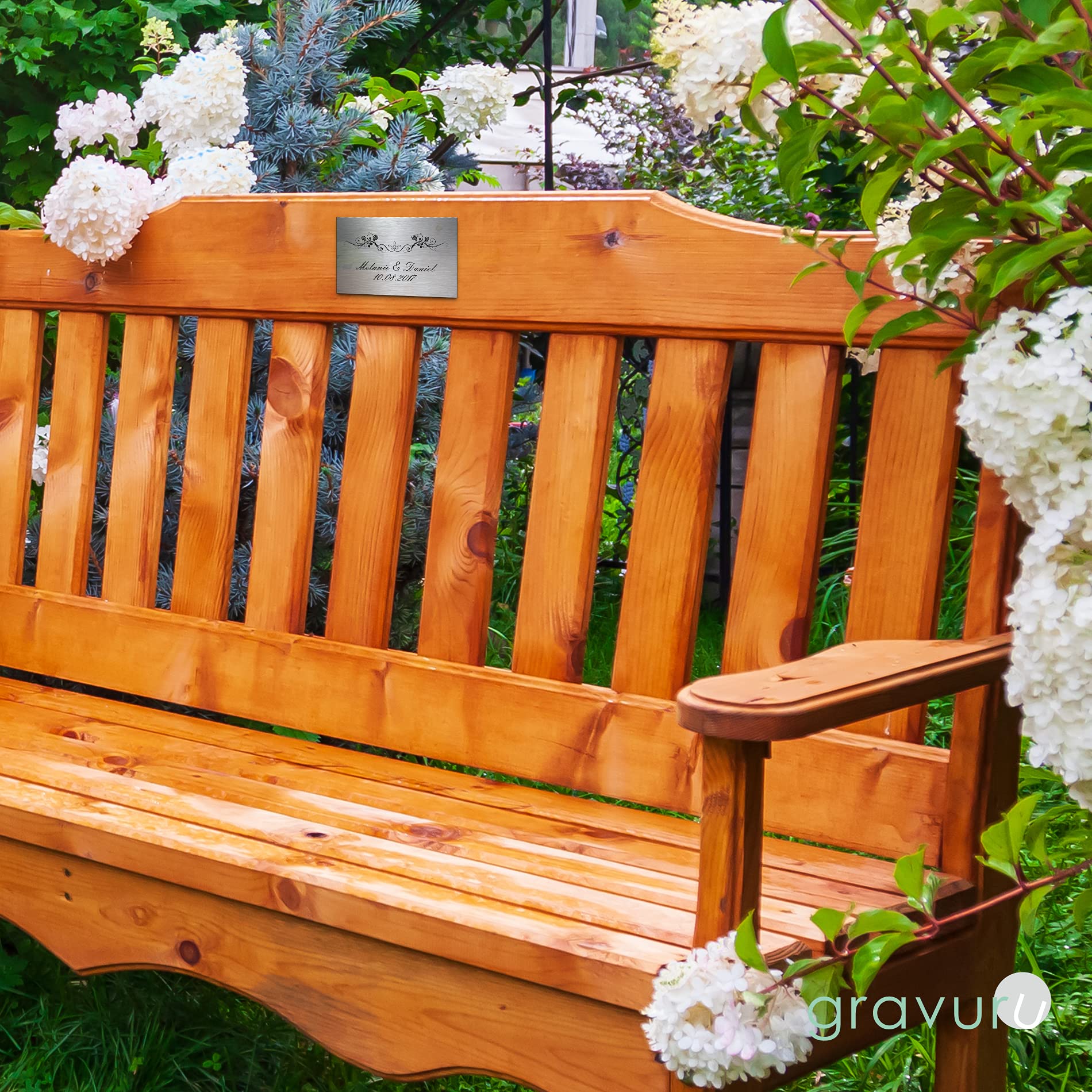 Edelstahl Hochzeitsschilder rechteckig mit Wunsch Gravur zB Name & Spruch & Eheringe Trauringe | Ausgefallene Geschenke Hochzeit viele Motive | Perlenhochzeit Kristallhochzeit