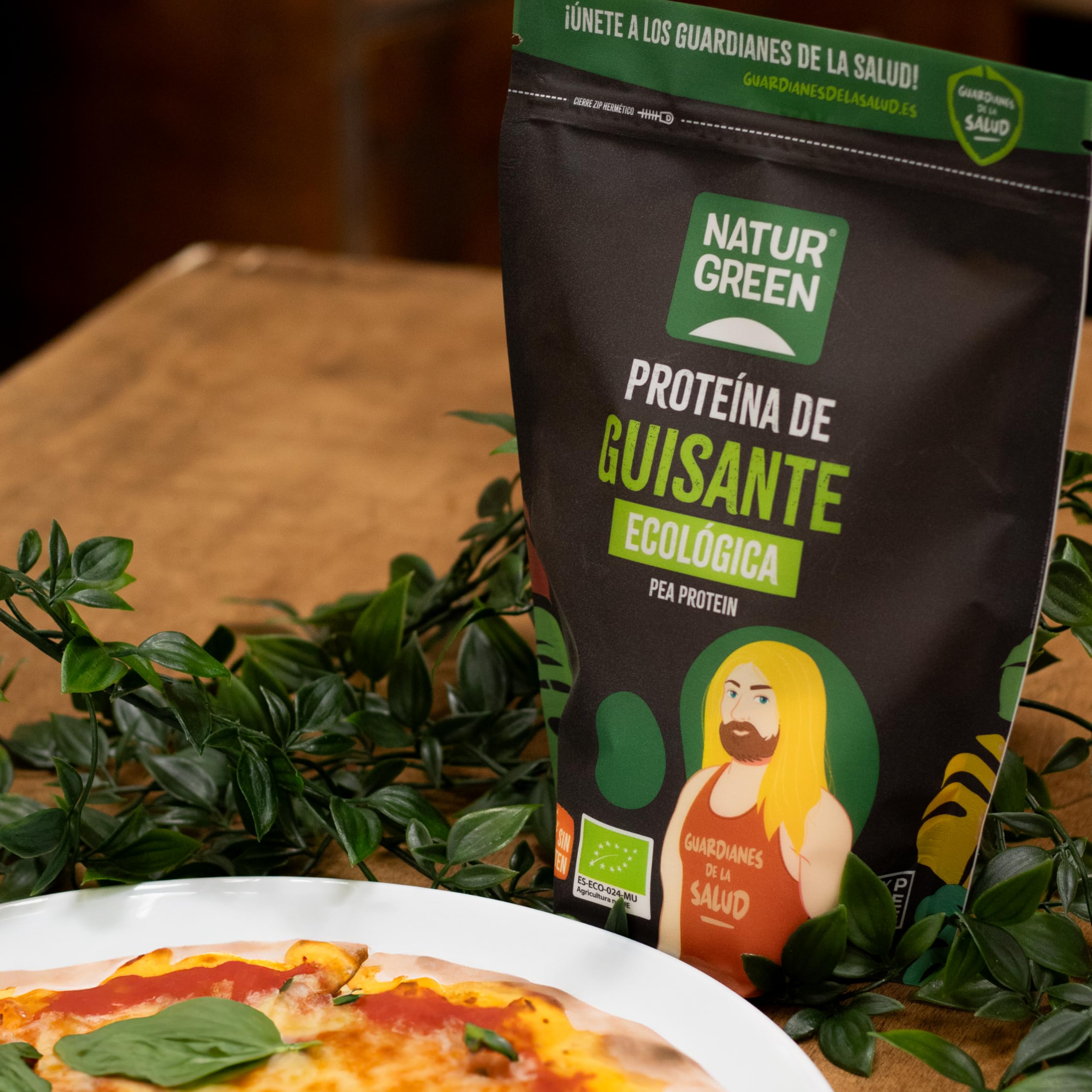 NaturGreen - Proteína de Guisante BIO, Concentrado de Proteína Ecológica, Superalimento, Polvo de Proteínas y Aminoácidos, 100% Vegano - Pack 10 Unidades de 400 g