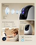 Tenda Home Security Camera 2K Indoor WiFi 6 Baby Monitor & Pet Camera, 360° Motion Tracking, Human/Pet/Baby Cry Detection, One-Touch Call, Night Vision, Plug-in for 24/7 Safety
