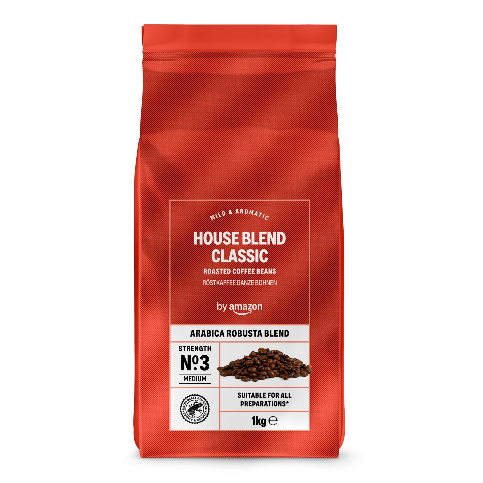 Amazon Houseblend Classic Mezcla De Arábica Y Robusta Café En Grano De Tueste Natural 1kg