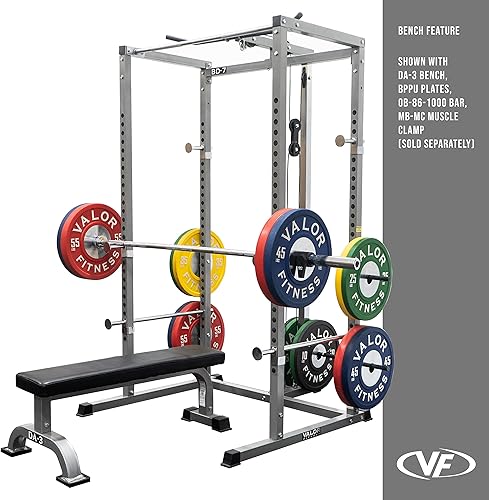 Miniatura 4 de Valor Fitness BD-7 Power Rack - Soporte para sentadillas y banco de prensa de banco con accesorio desplegable LAT y otras opciones de paquete de