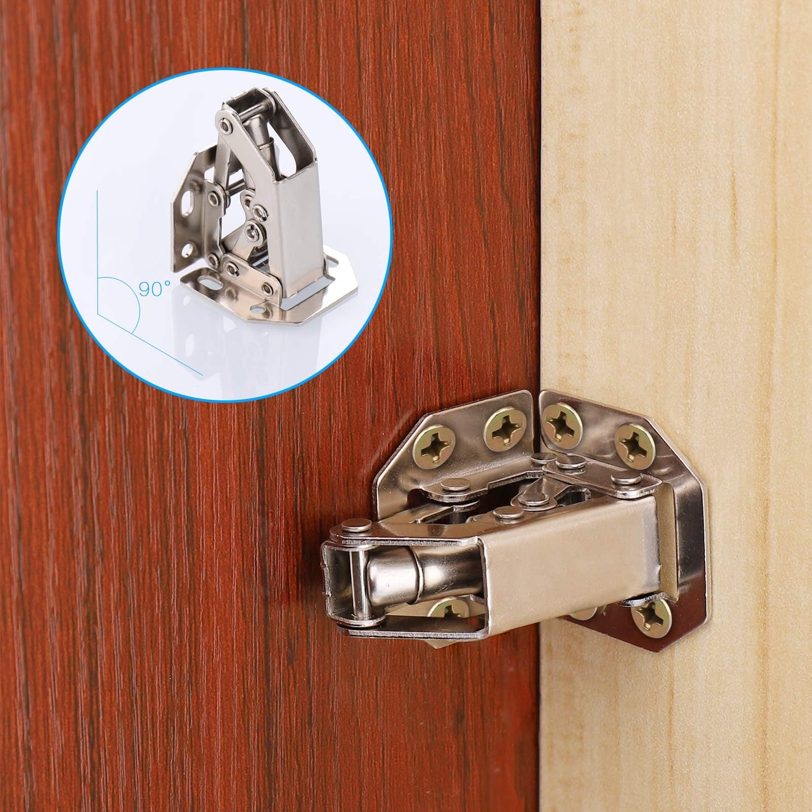 JIZZU 10 Piezas Bisagras Puertas Cocina, Bisagra Puertas Madera de Cierre Suave con tornillos, 90 Grados Bisagras para Gabinete de Cocina, Puerta de Armarios, Armarios de Baño