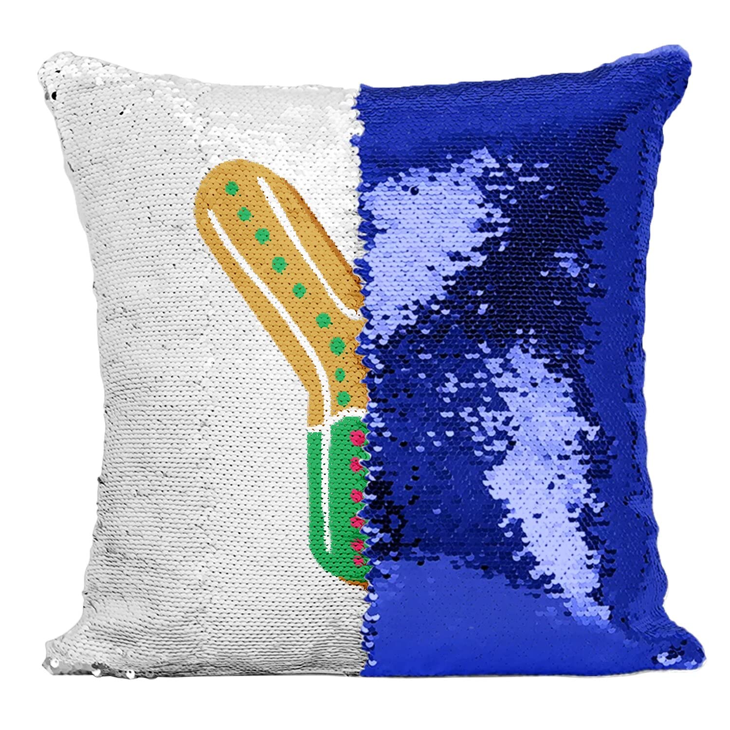Coussin paillettes bleu personnalise Yann pour une chambre d'enfant magique