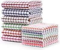 AOTBAT 12-Pack Cotton Kitchen Towels & Dishcloths - 6 Large 16x25 Towels + 6 12x12 Cloths for Cooking, Baking & Cleaning