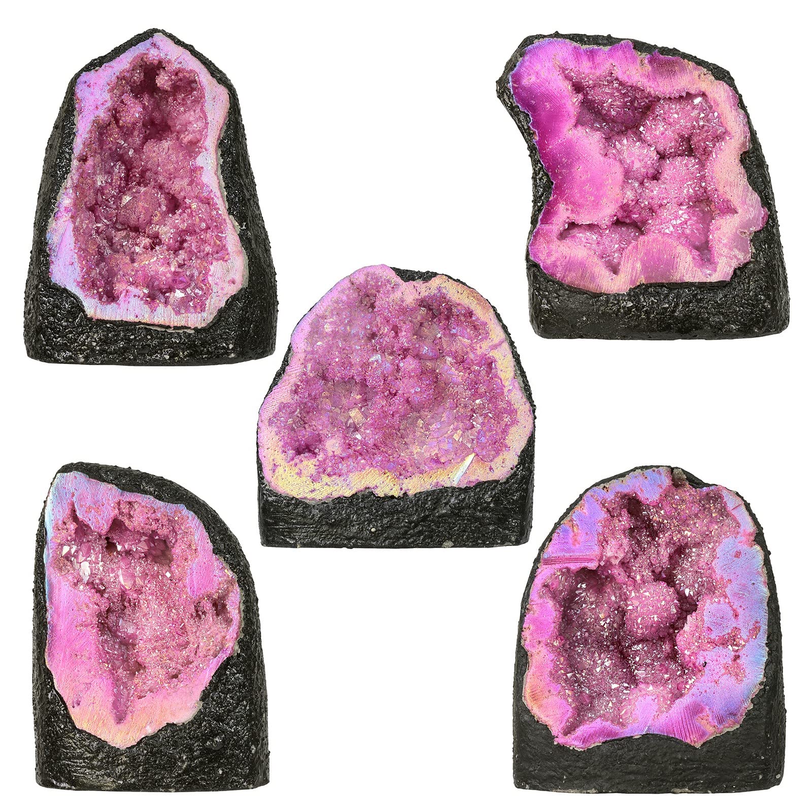 KYEYGWO Titanium Coated Natural Crystal Raw Geode Stone - Image 4