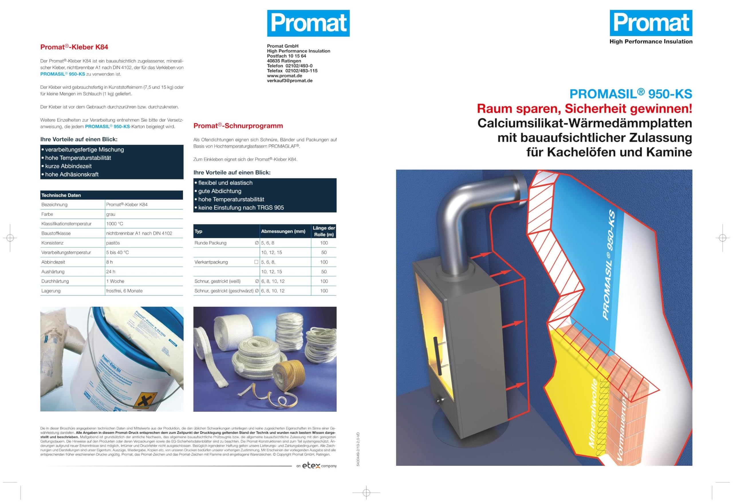 Promat PROMASIL® 950-KS Isolierplatte Wärmedämmplatte Brandschutz A1 DIN 4102 Format 1000 x 500 Stärke von 30 -80 mm (Dämmplatte 1000 x 500 x 30 mm, 2 Stück)
