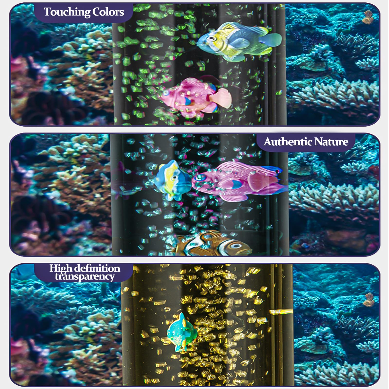 Vegena Lampada Lava Acquario con Pesce, Luce Notturna LED RGB, 16 Colori e 4 Modalità, Telecomando Incluso - Decorazione per Casa, Bambini e Adulti