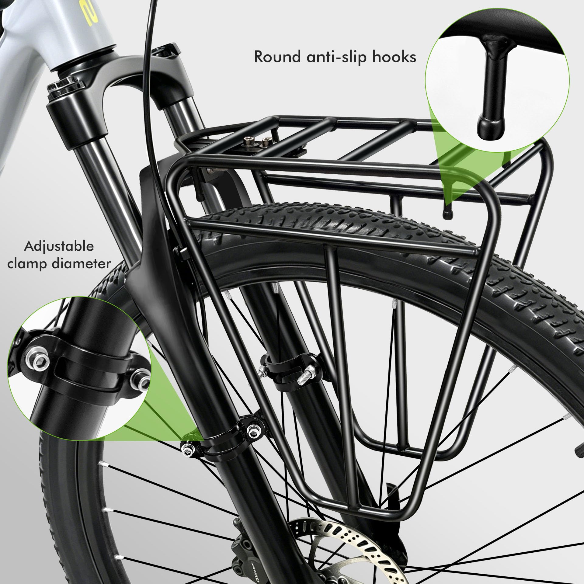 Mimoke Bagażnik rowerowy z tyłu na sztycę podsiodłową, stalowy bagażnik o nośności do 25 kg, z bocznymi uchwytami na torby, regulowany zacisk 33-42 mm, do rowerów miejskich, trekkingowych, rowerów