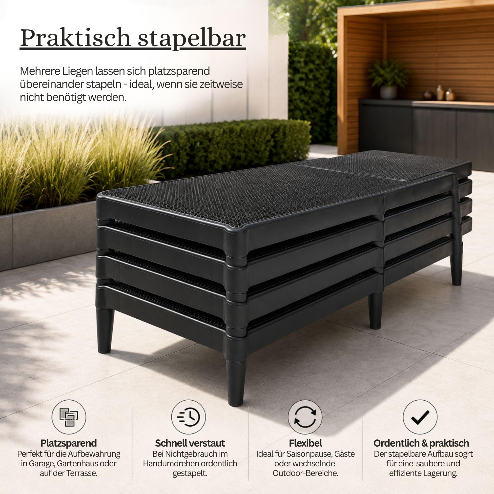 Ondis24 Doppelpack: 2X Sonnenliege Sirolo Anthrazit Rattanoptik (2)