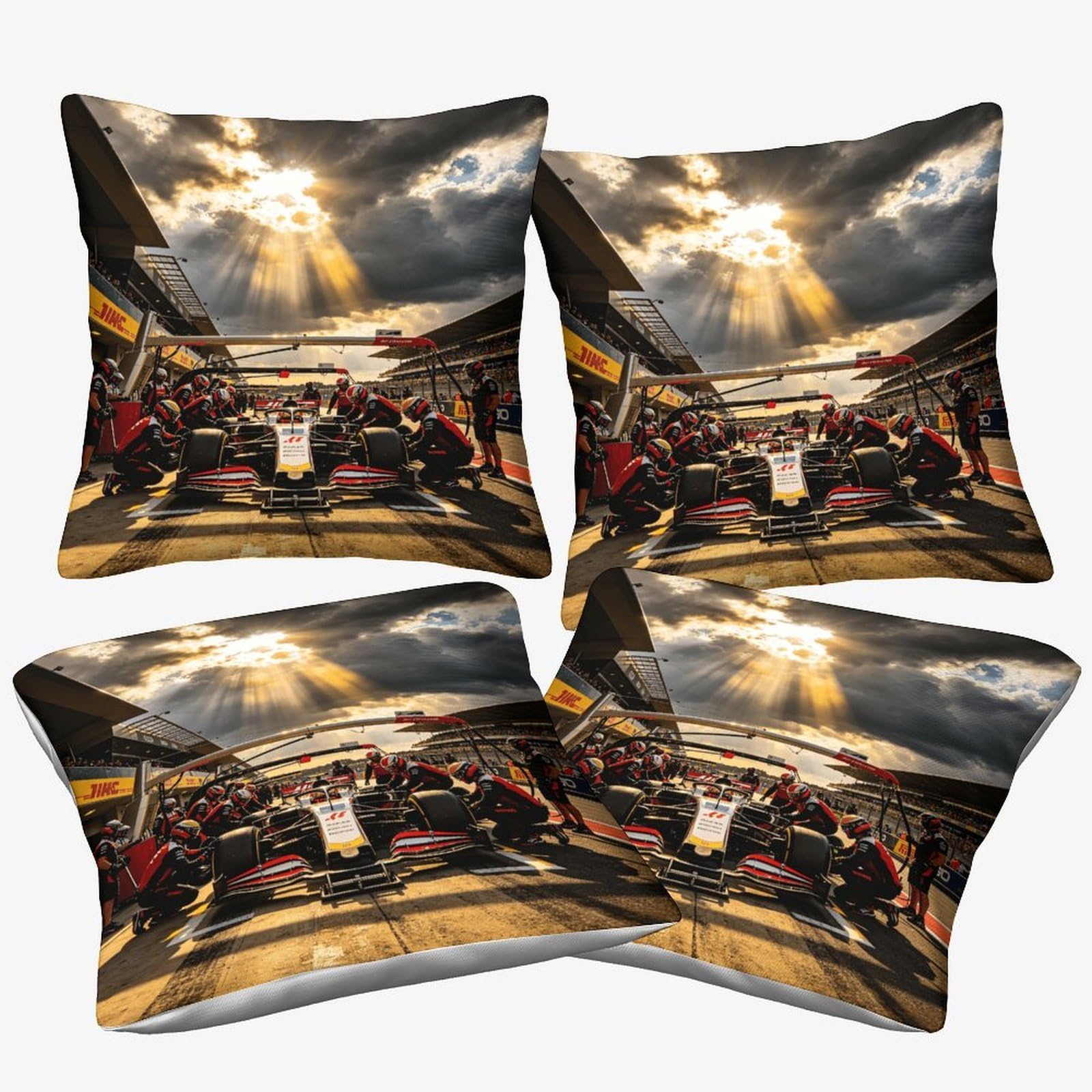 Xiaopangxy Formulaa Racing-11 Formulaa Racing Cushion Covers 50X50cm, 4 Pcs, Decorative 3D Pit Stop Themed Throw Pillow, Square Accent Pillow Case For Sofa