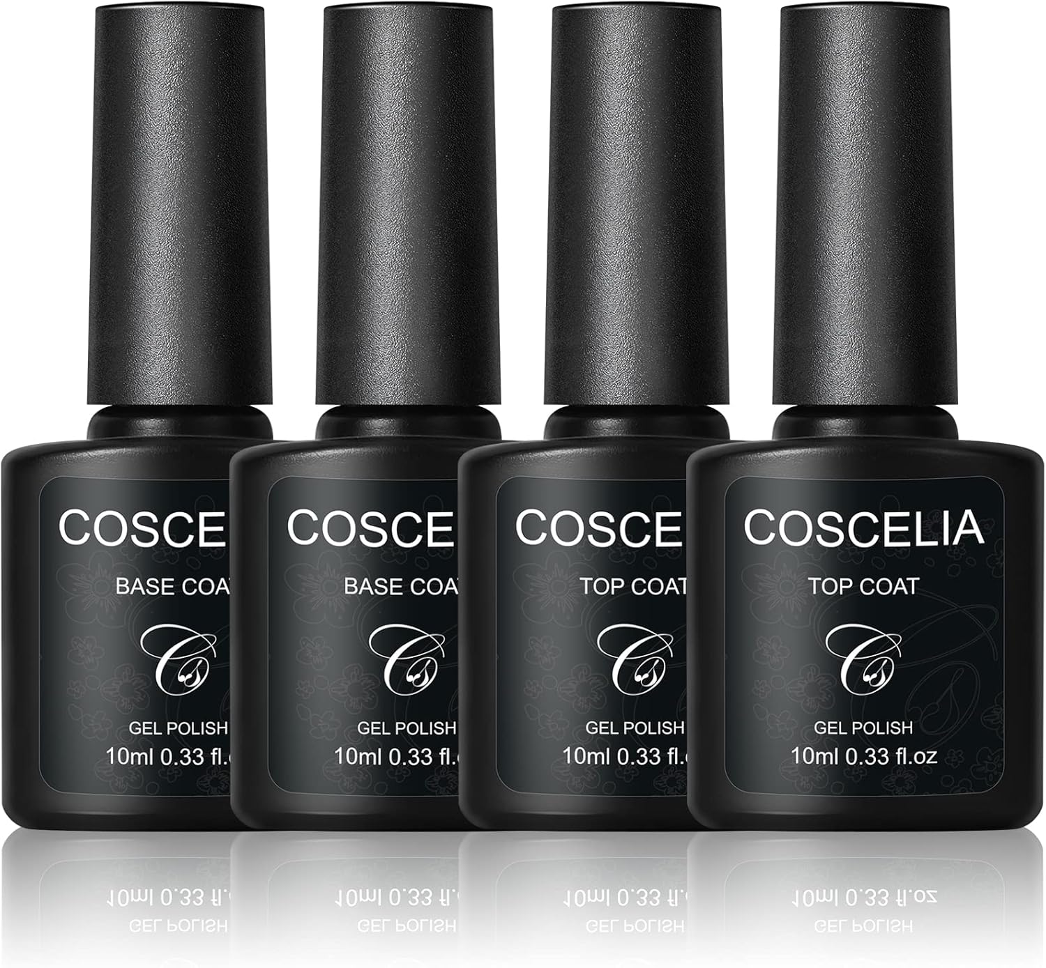 COSCELIA Gel Nail Polish Kit Base and Top Coat Kit 4pcs 10ml Base and